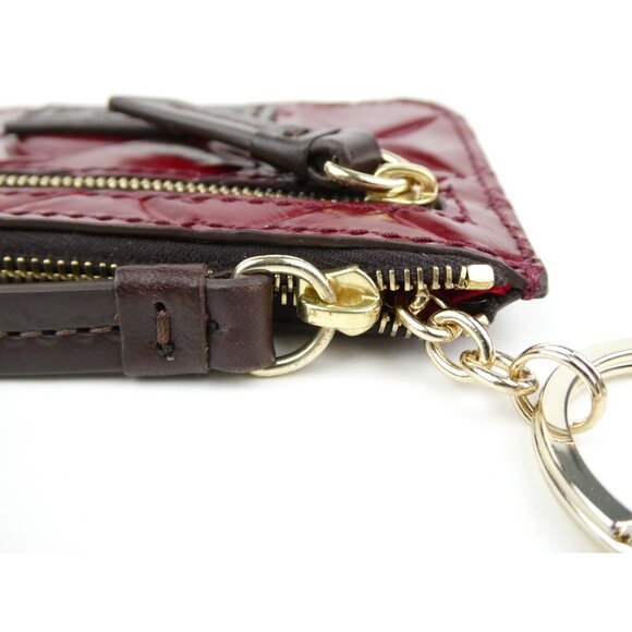 Dooney & Bourke Burgundy Quilted Leather Keychain Wallet Card Holder With Zipper - Picture 13 of 16